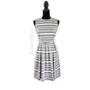 Calvin Klein Striped Fit & Flare Gray Pleated Sleeveless Women's Dress Sz 4 NEW